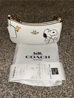 Coach x Snoopy white shoulder bag